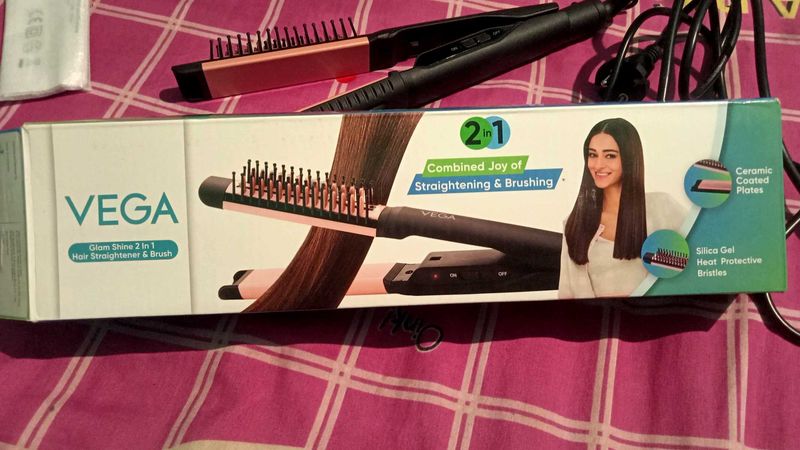 VEGA Glam Shine 2 in 1 Hair Straightener &amp; Brush