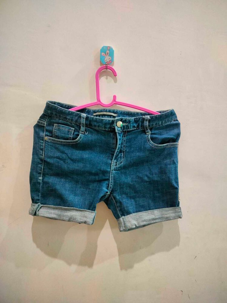 Denim Cuffed Shorts - Classic Blue Wash