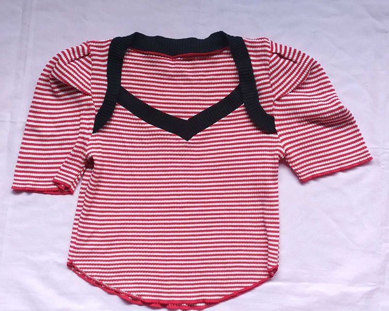Striped Knit Top Size-S
