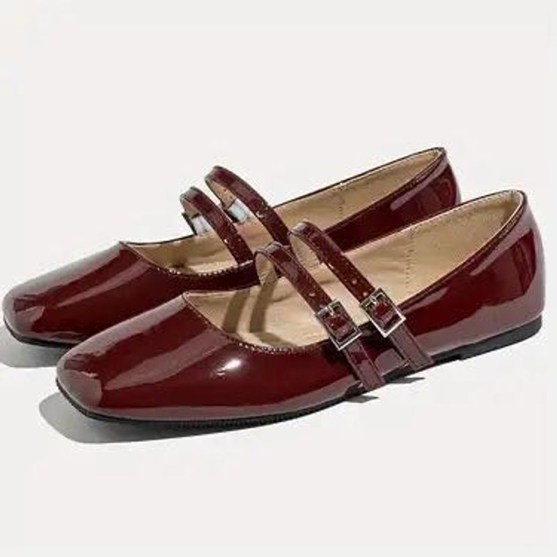 Burgundy Mary Jane Ballerinas