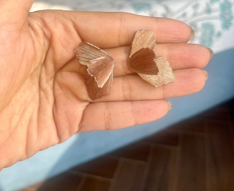Unique Leaf Earrings in rose gold