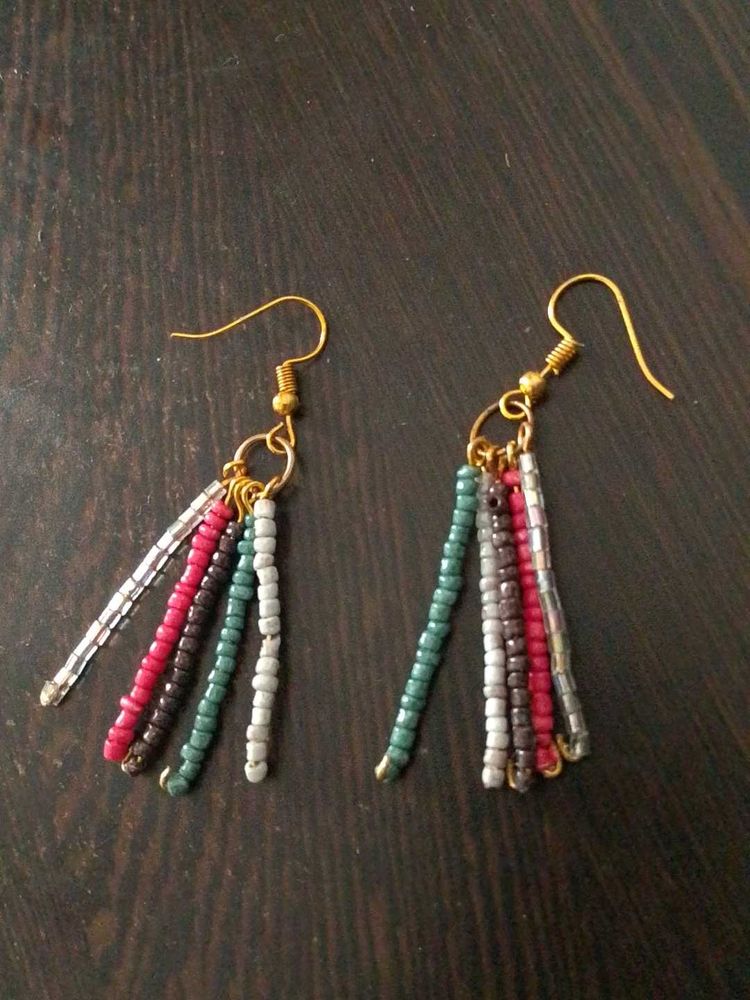 Beaded Tassel Drop Earrings
