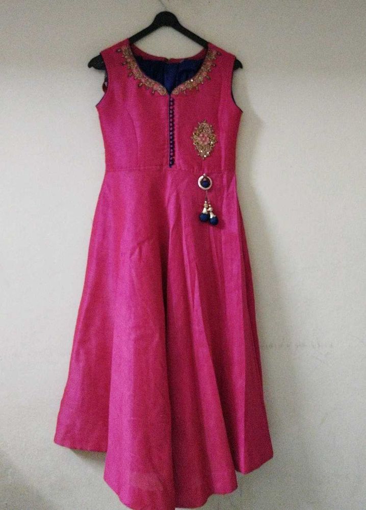 Pink Embroidery Design Anarkali