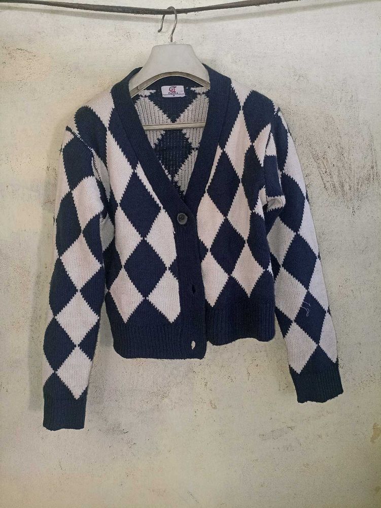 Argyle Knit Cardigan