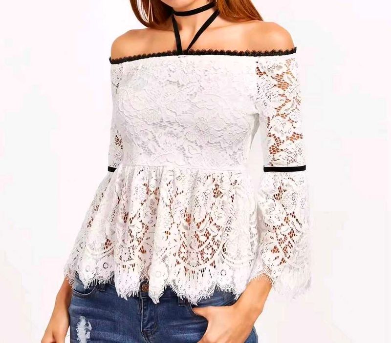 Lace Off-Shoulder White Top