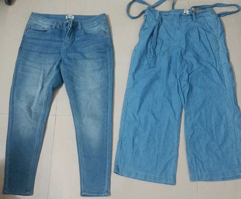 Denim Jeans &amp; Culottes Set