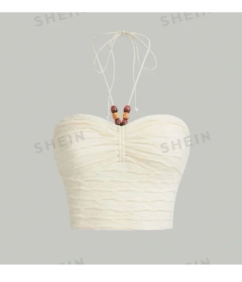 SHEIN Tie Backless Ruched Top