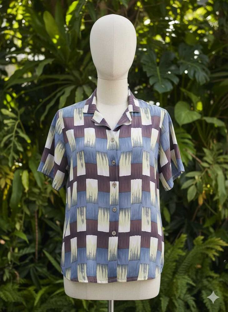 Patterned Button-Down Top