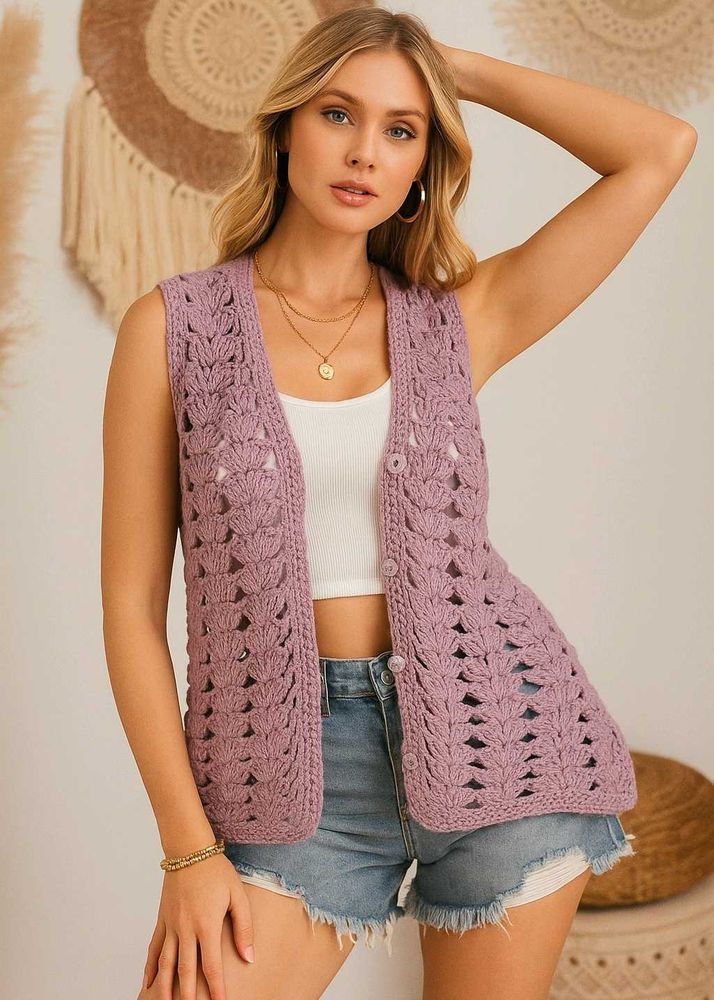 Imported Crochet Lavender Vest B