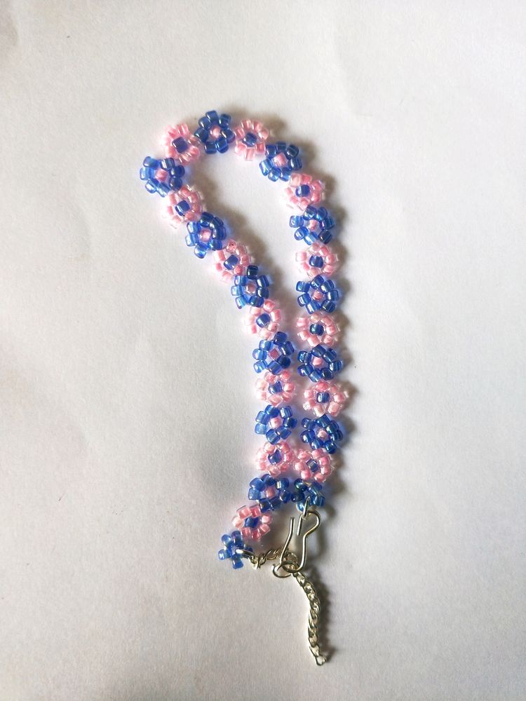 Cute Blue Pink Floral Bracelet With Adjustable⛓️