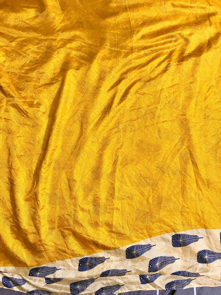 Yellow Silk Blend Fabric