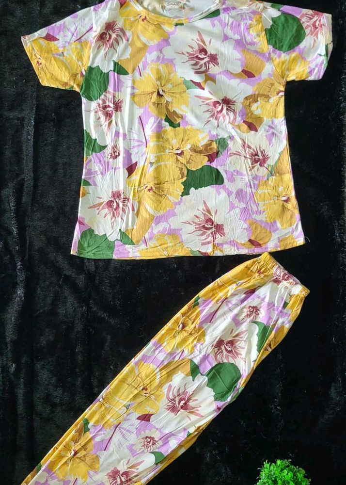Women&#39;s Floral Nightwear Set | M | Cotton BLEND