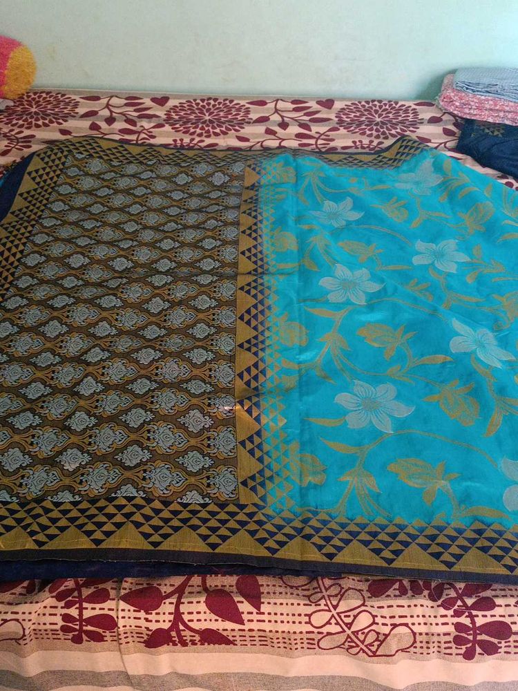 Elegant Blue Floral Saree