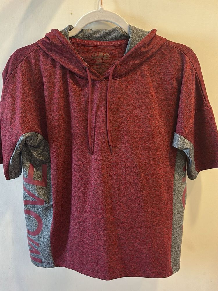Maroon Short Sleeve Hoodie