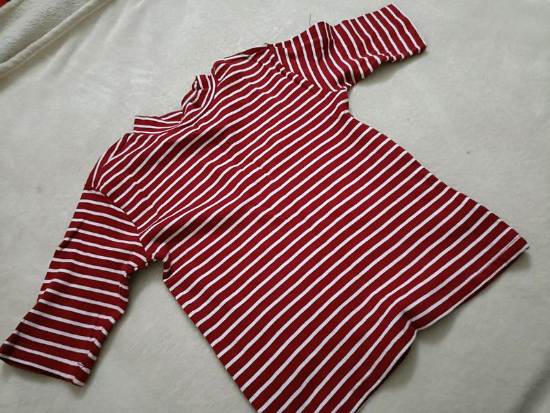 Beautiful Jean Top With Stripes...And Comfortable