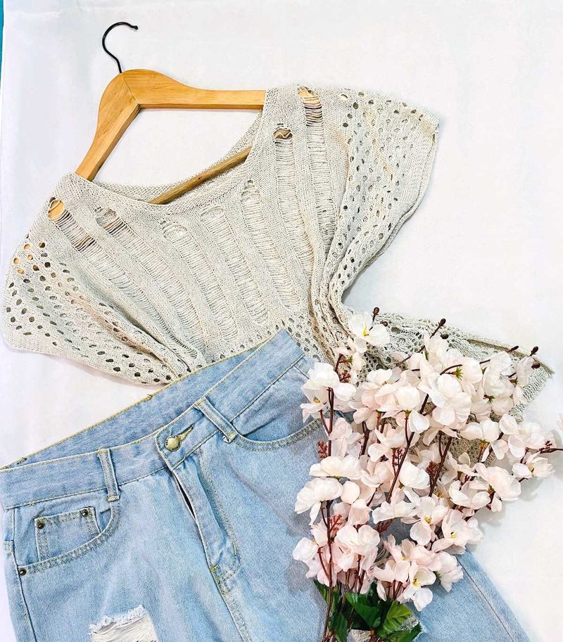 Pinterest Crochet Oversized Grey Top B