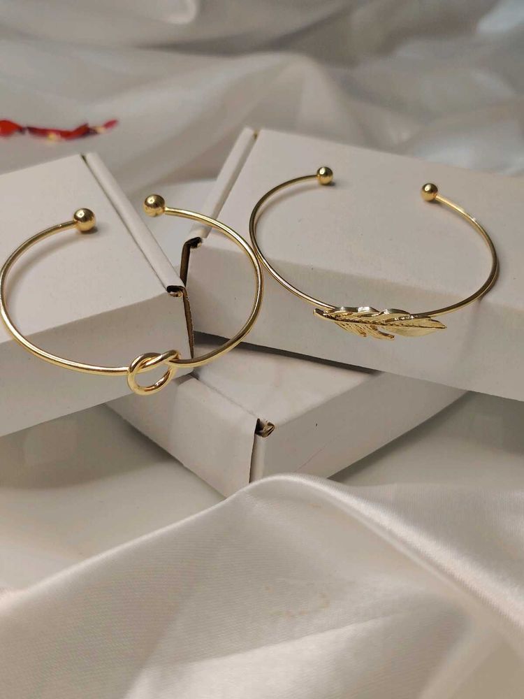 Set of Two Gold Cuff Bracelets