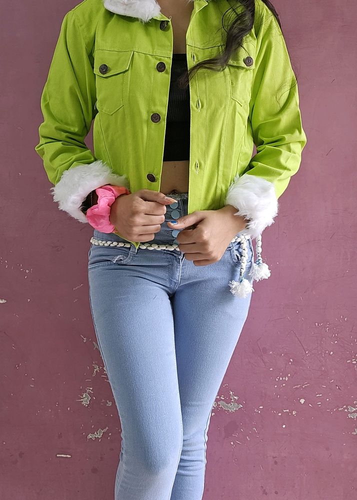 Neon FURRY DENIM JACKET