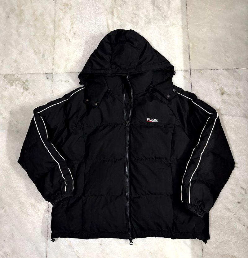 Flion Black Double Zipper Puffer Jacket