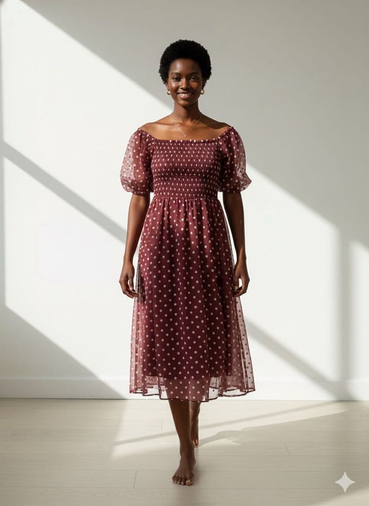 Charming Polka Dot Midi Dress
