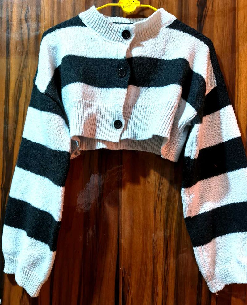 Striped Cropped Cardigan