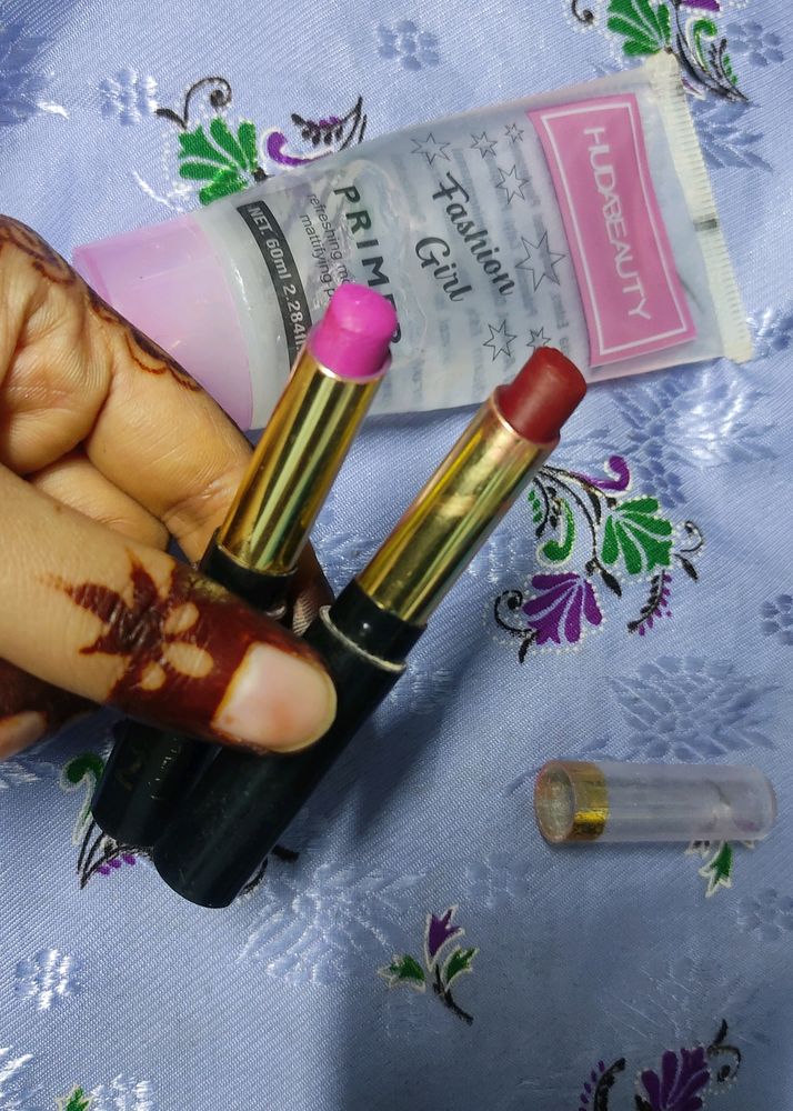 nyn lipsticks and huda beauty primer