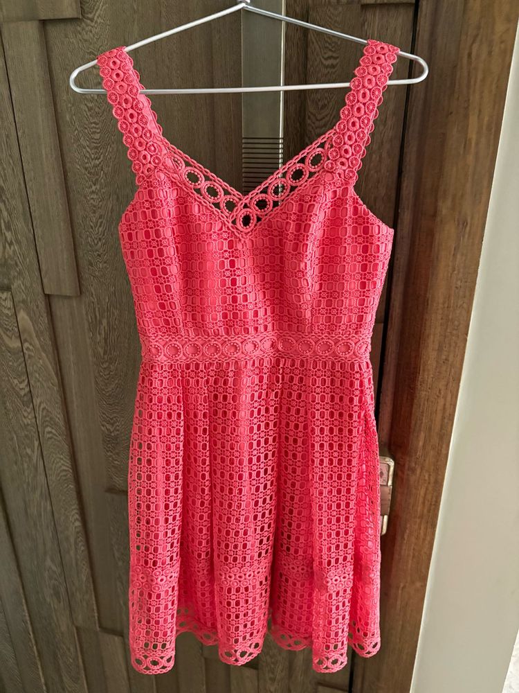 Forever New Coral Lace Sleeveless Dress