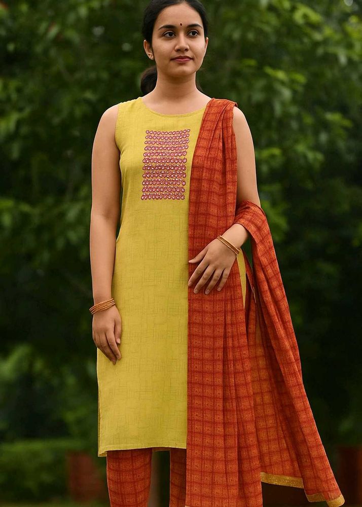 Mirror Work 3 Pc Unstitched Churidar Material