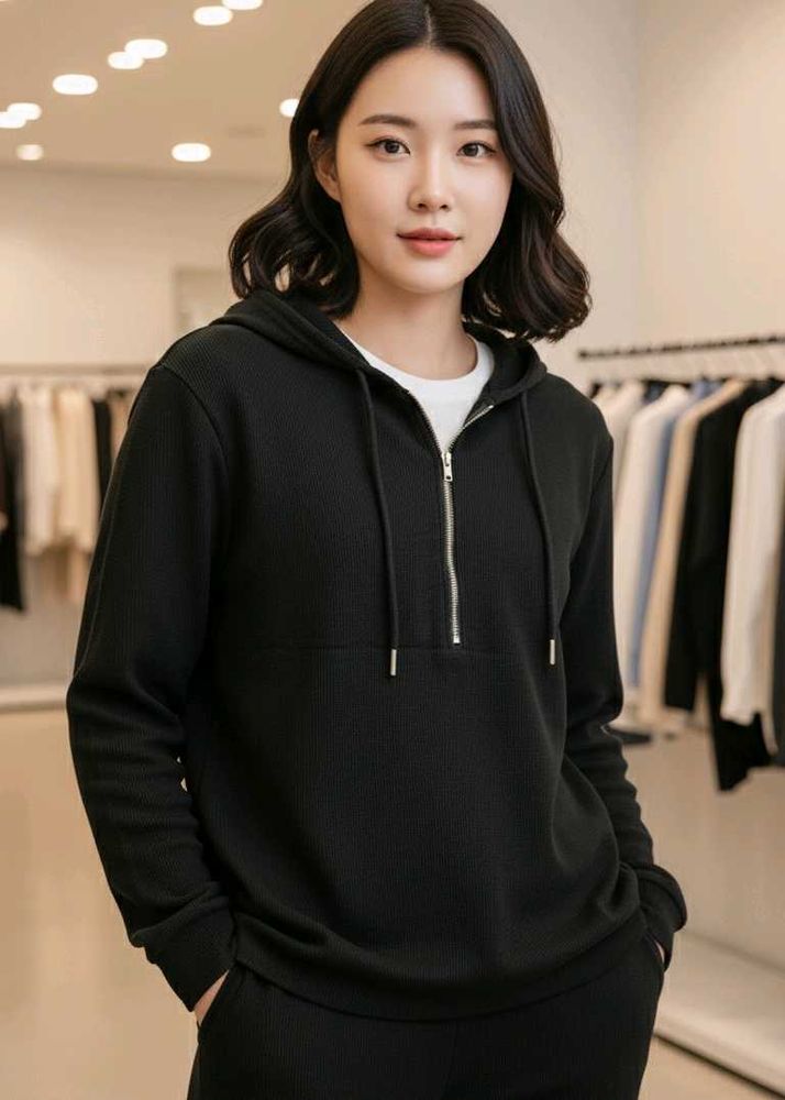 LINGPPING Made in China Black Zip-Up Hoodie