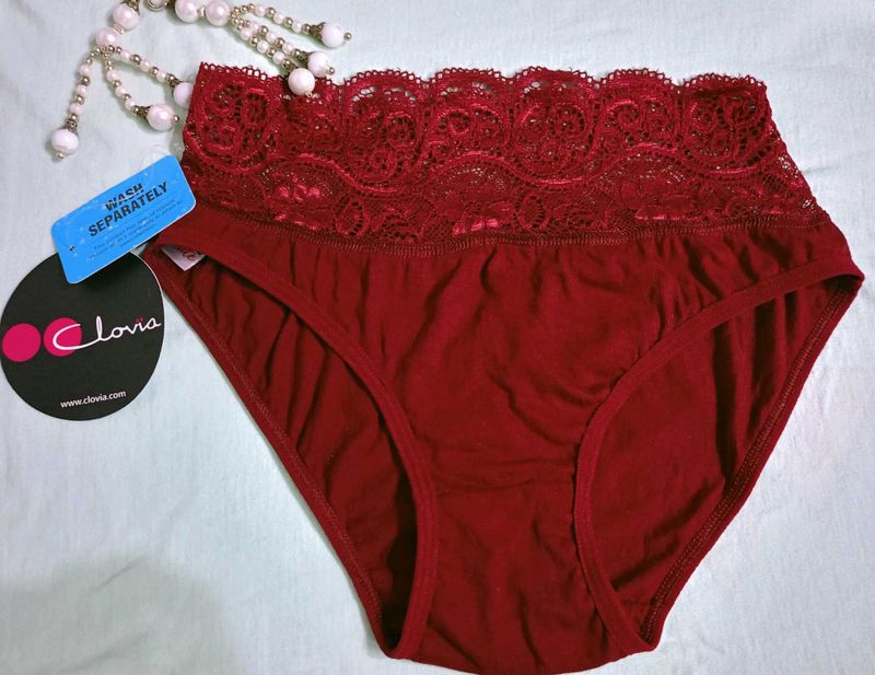 Clovia Burgundy Lace Trim Panty♥️🍒