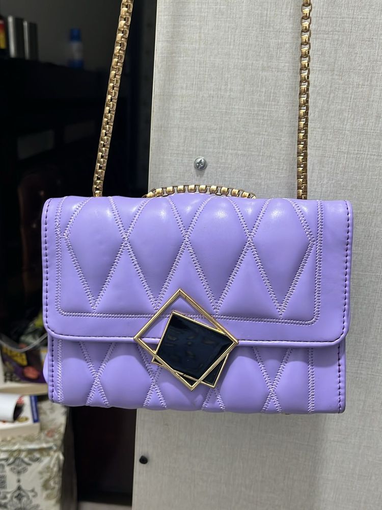 Lilac Quilted Chain Bag