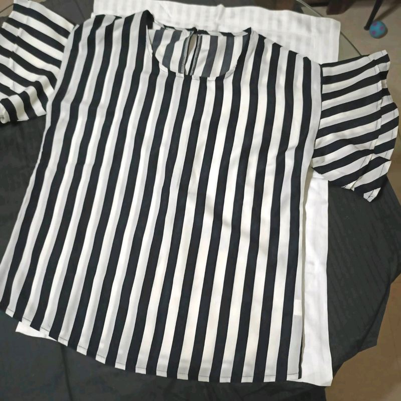 Black And White Striped Top For Women