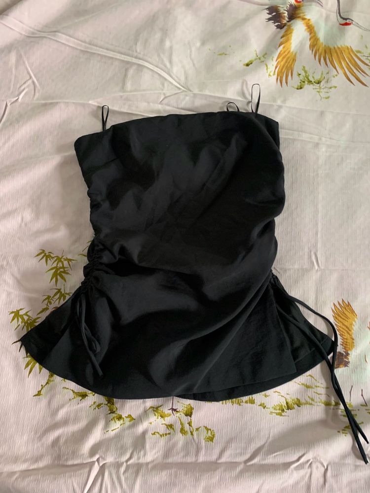 Black Ruched Mini Dress