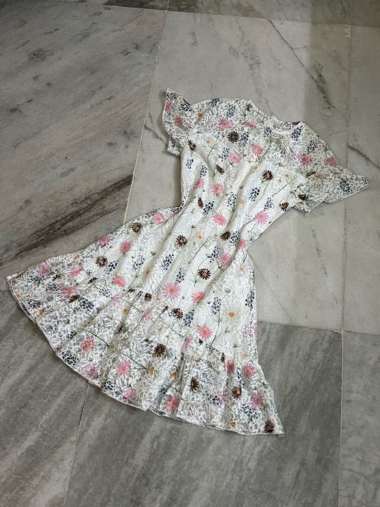 Floral Print Lace Dress