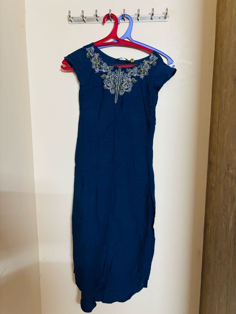 Navy Blue Cotton Kurta