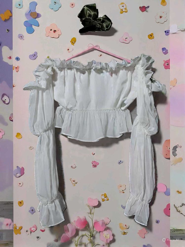 White Ruffle Off-Shoulder  Crop Top