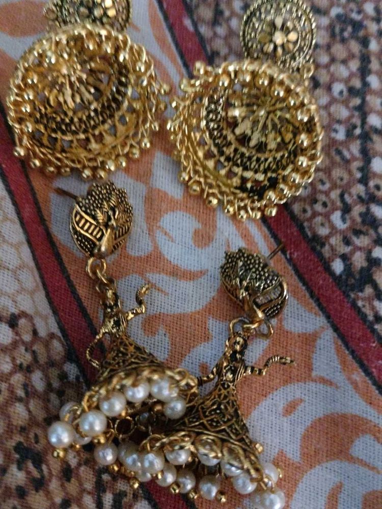 Golden Jhumka Earrings