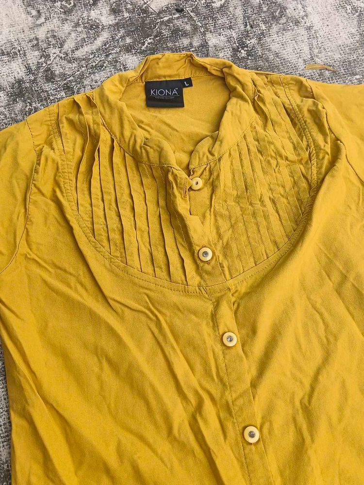 Kiona Mustard Button-Down Top