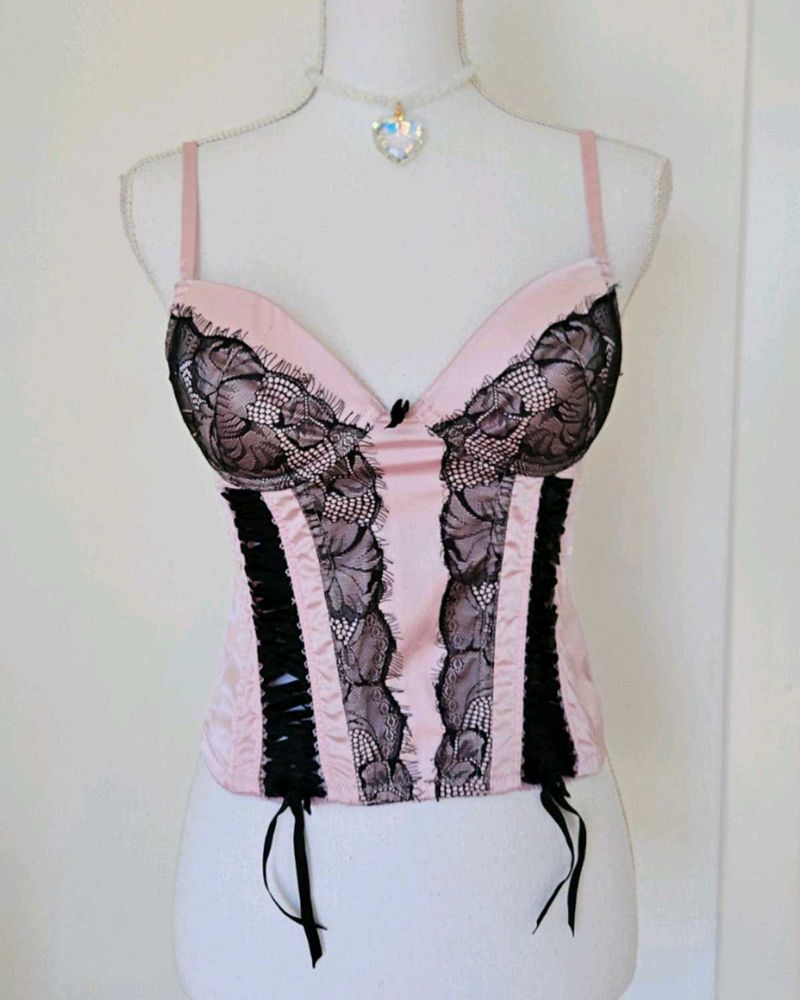 Pink &amp; Black Corset Top