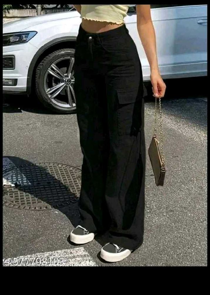 Black Wide Leg Cargo Pants