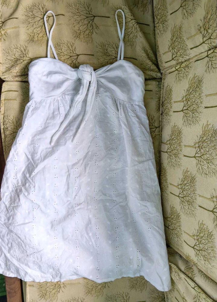 White Knot a Line Strap Dress