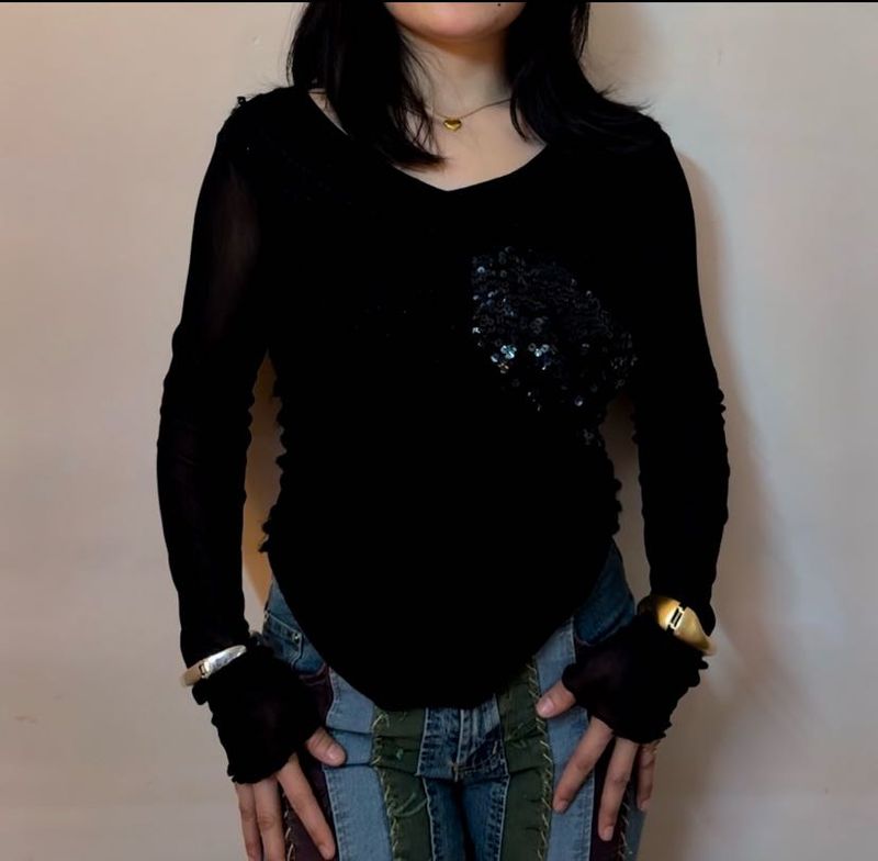 Black Sequin Top