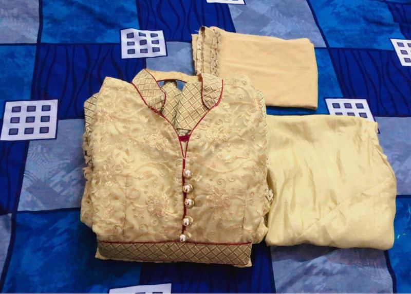 Elegant Embroidered Dress With Dupatta Pant