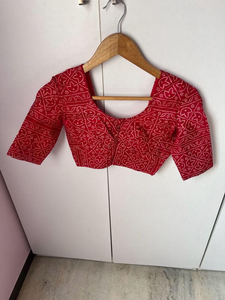 Pure Gaji Silk Bandhej Blouse