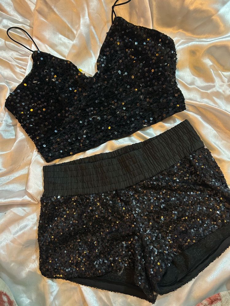 Sparkly Black Sequin Co-ord Set