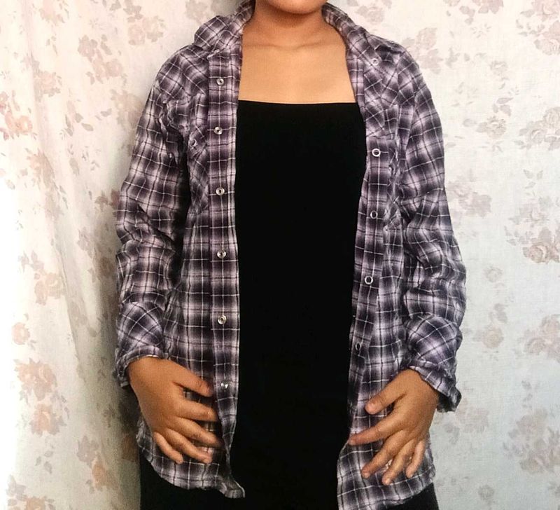 Plaid Flannel Button-Up Shirt