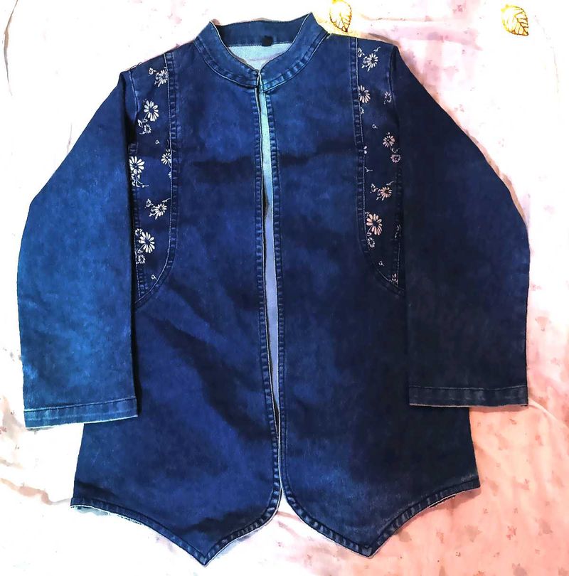 Denim Jacket With Floral Design