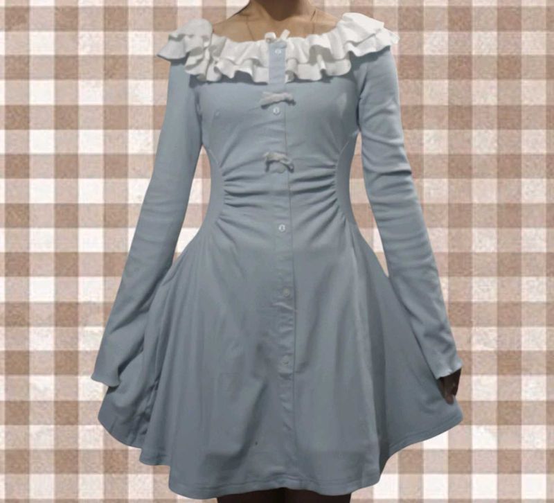 Bell Sleeve Ruffle Dress