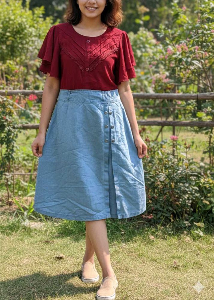 Red &amp; Blue denim Dress