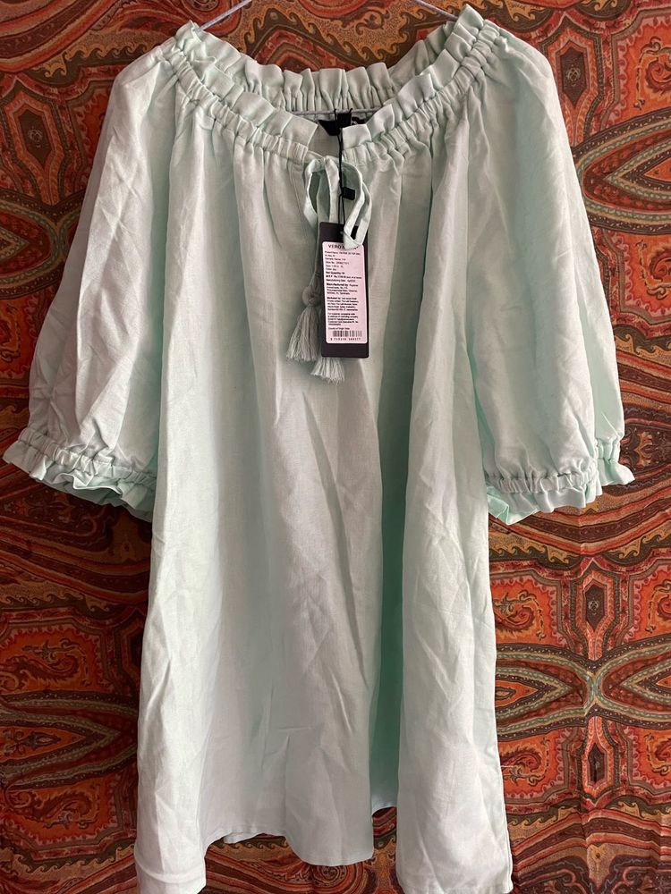 Light Blue Off-Shoulder Tunic Top